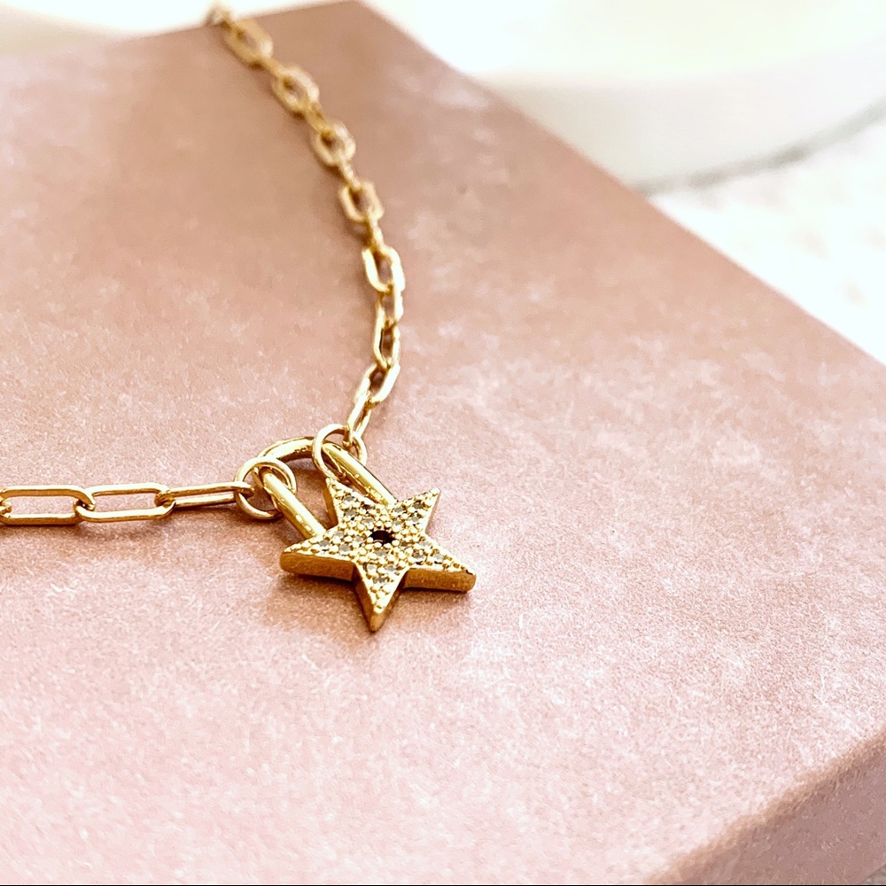 CZ Star Padlock Necklace